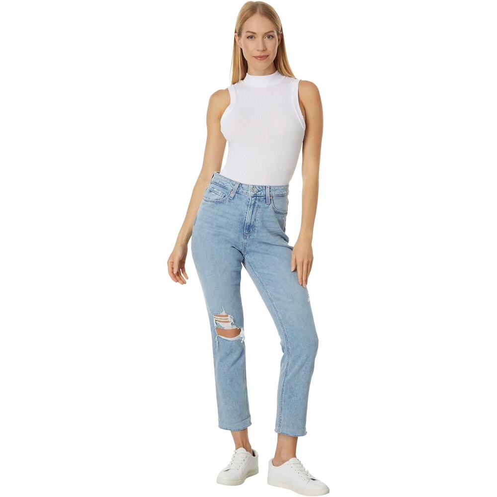 Paige High Rise Brigitte Raw Hem Cuf Cori Destructed Denim Jeans 27 NWT
